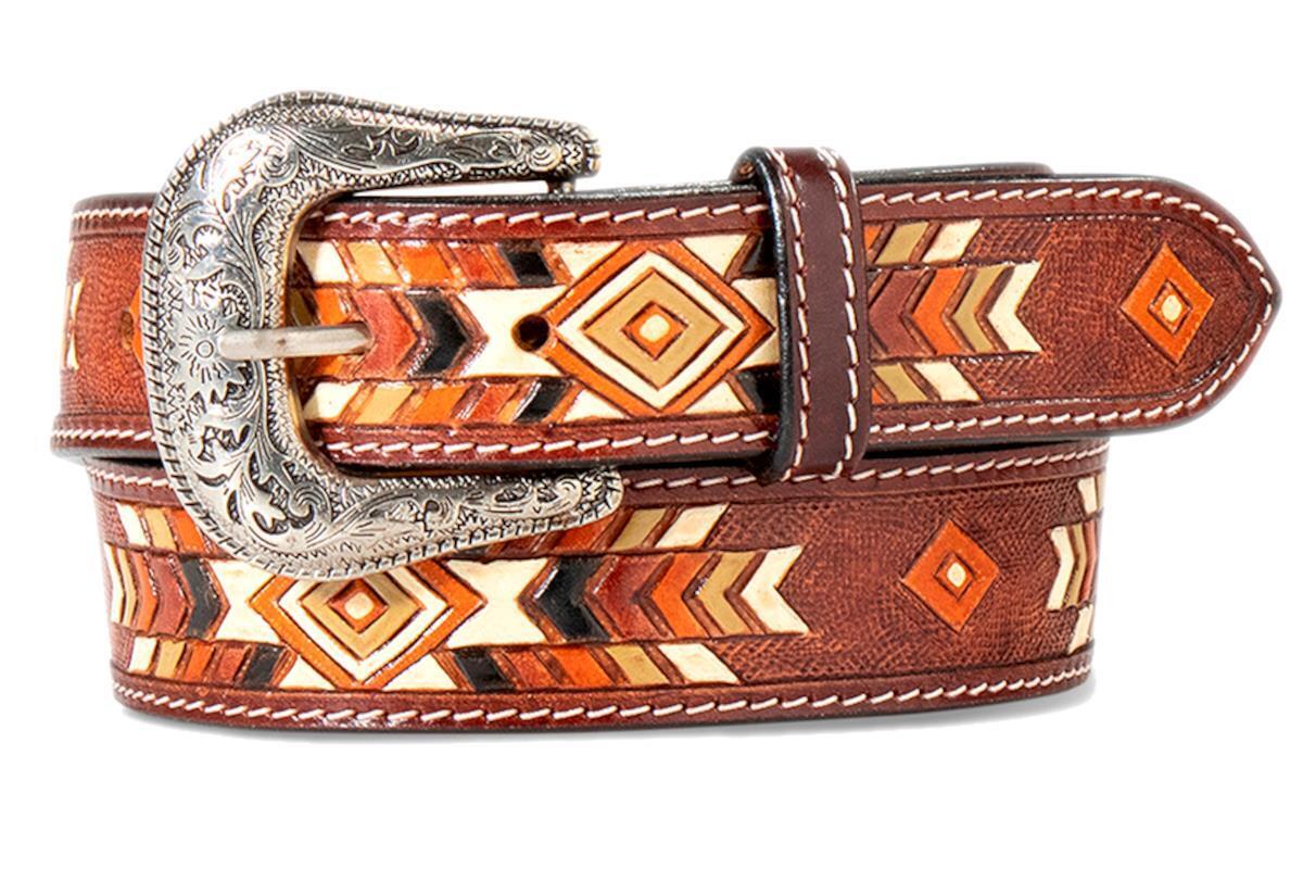 Ariat Women's Leather Painted Tooled Belt - Multi Colored