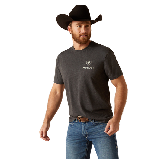 Ariat Mens Eagle round T-shirt Charcoal heather - CLEARANCE