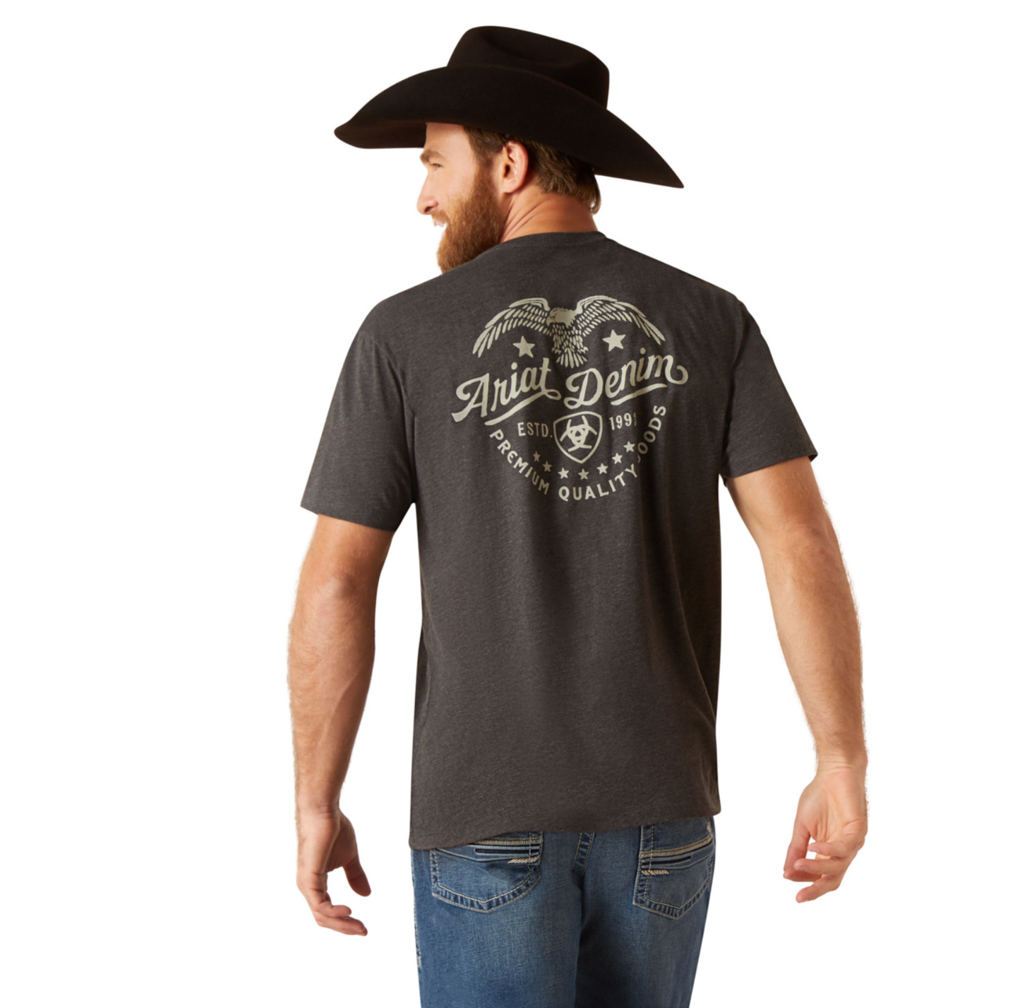 Ariat Mens Eagle round T-shirt Charcoal heather - CLEARANCE