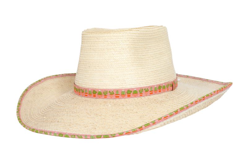 Sunbody Hats Ava Bound Edge Oak Hat (Pink Cactus)