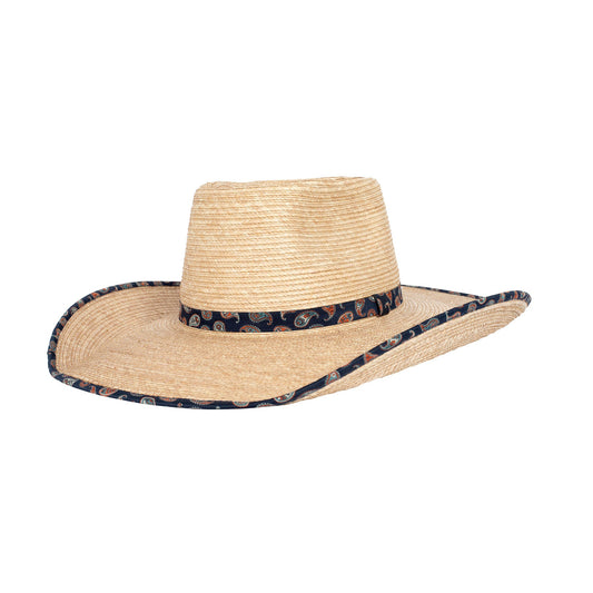 Sunbody Hats Ava Bound Edge Oak Hat (Navy Paisley)