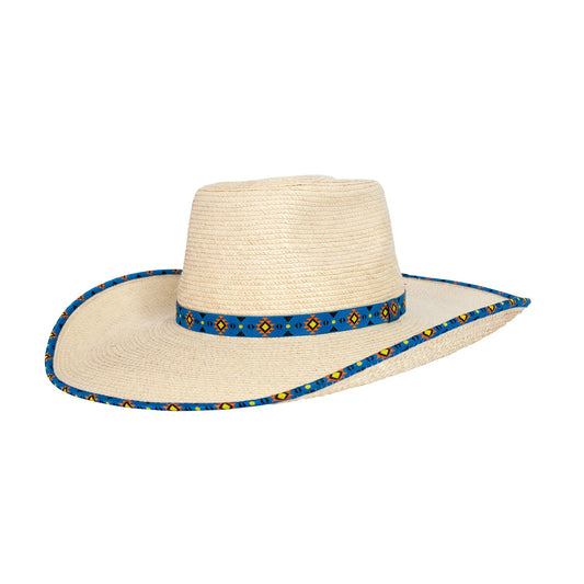 Sunbody Hats Ava Bound Edge Oak Hat (Blue Aztec Sunrise)