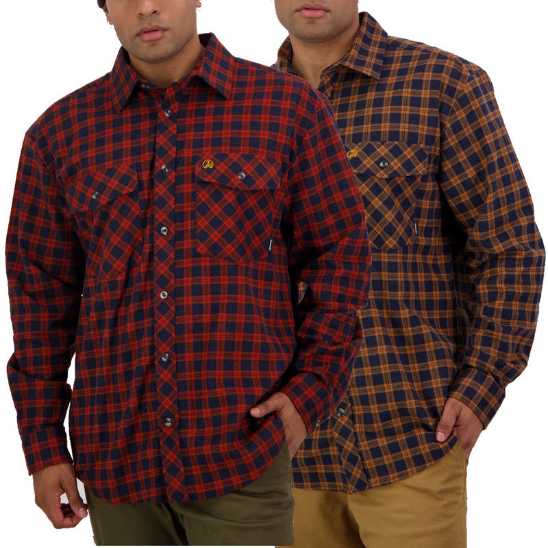 Swanndri Men's Full Placket Egmont - Red Lattice or Toffee Lattice