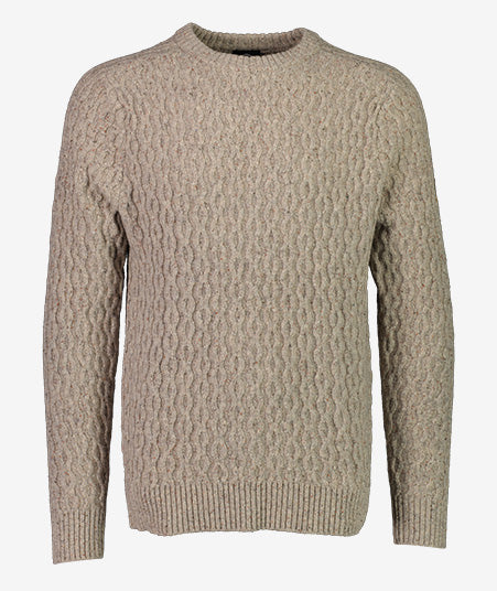 Swanndri Men's Falmouth Cable Knit Crew - Oatmeal