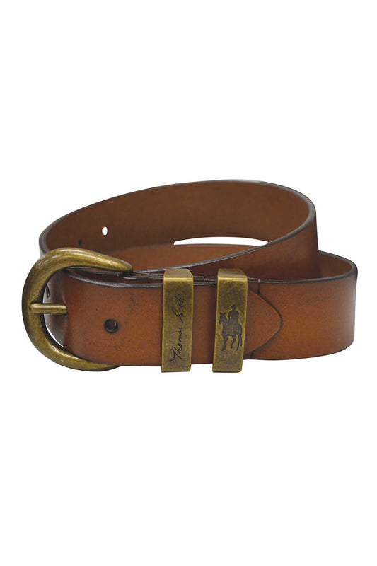 THOMAS COOK BRASS TWIN KEEPER BELT (CAMEL)