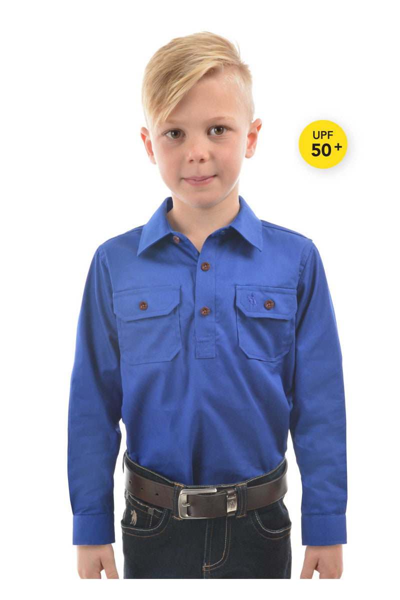 THOMAS COOK KIDS HEAVY DRILL LS SHIRT_COBALT