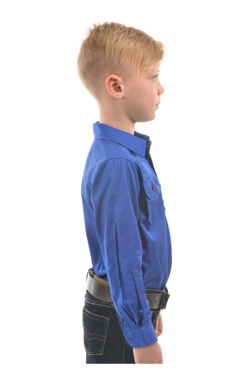 THOMAS COOK KIDS HEAVY DRILL LS SHIRT_COBALT