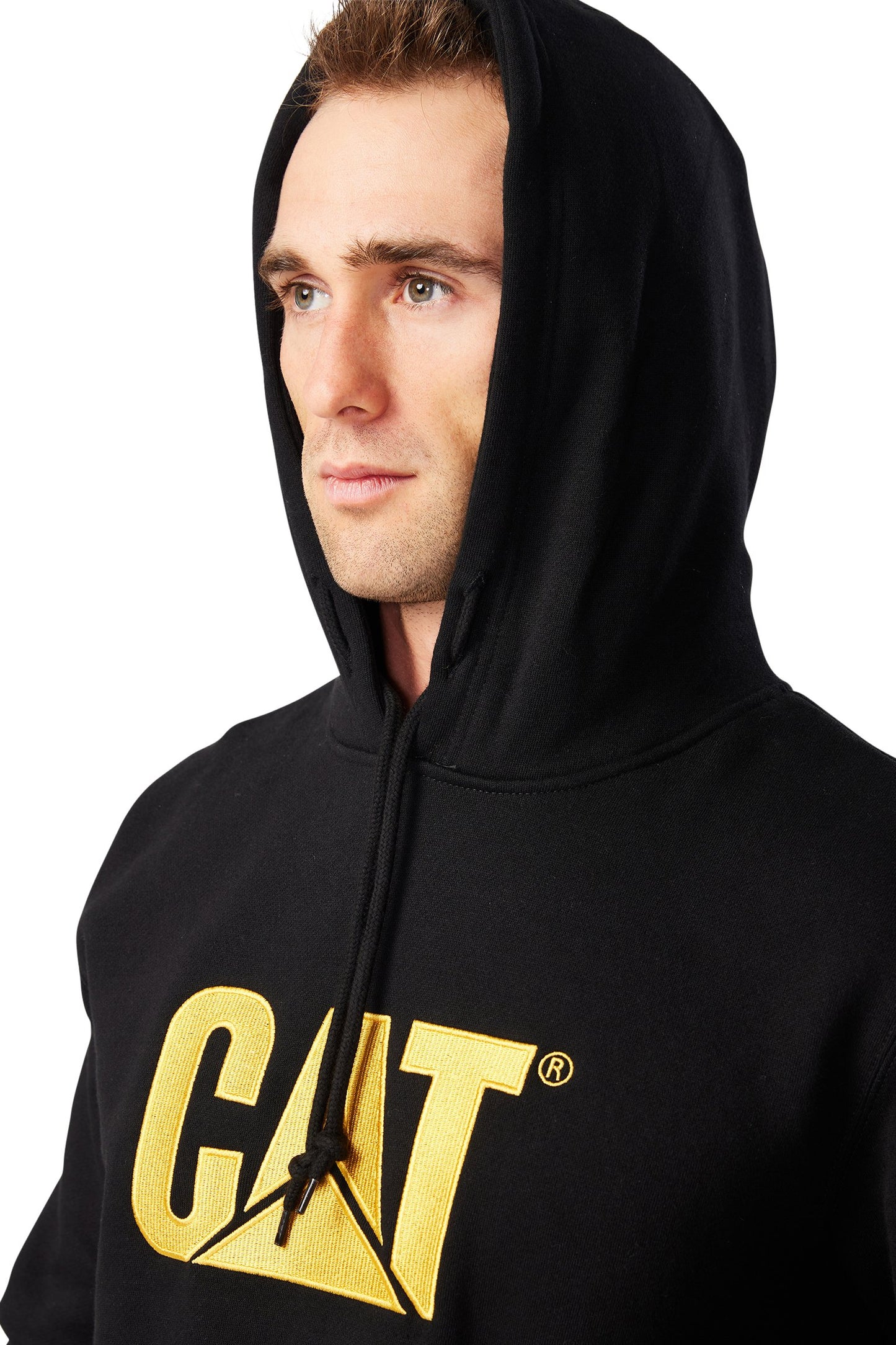 CAT TRADEMARK BANNER HOODED SWEATSHIRT (BLACK)