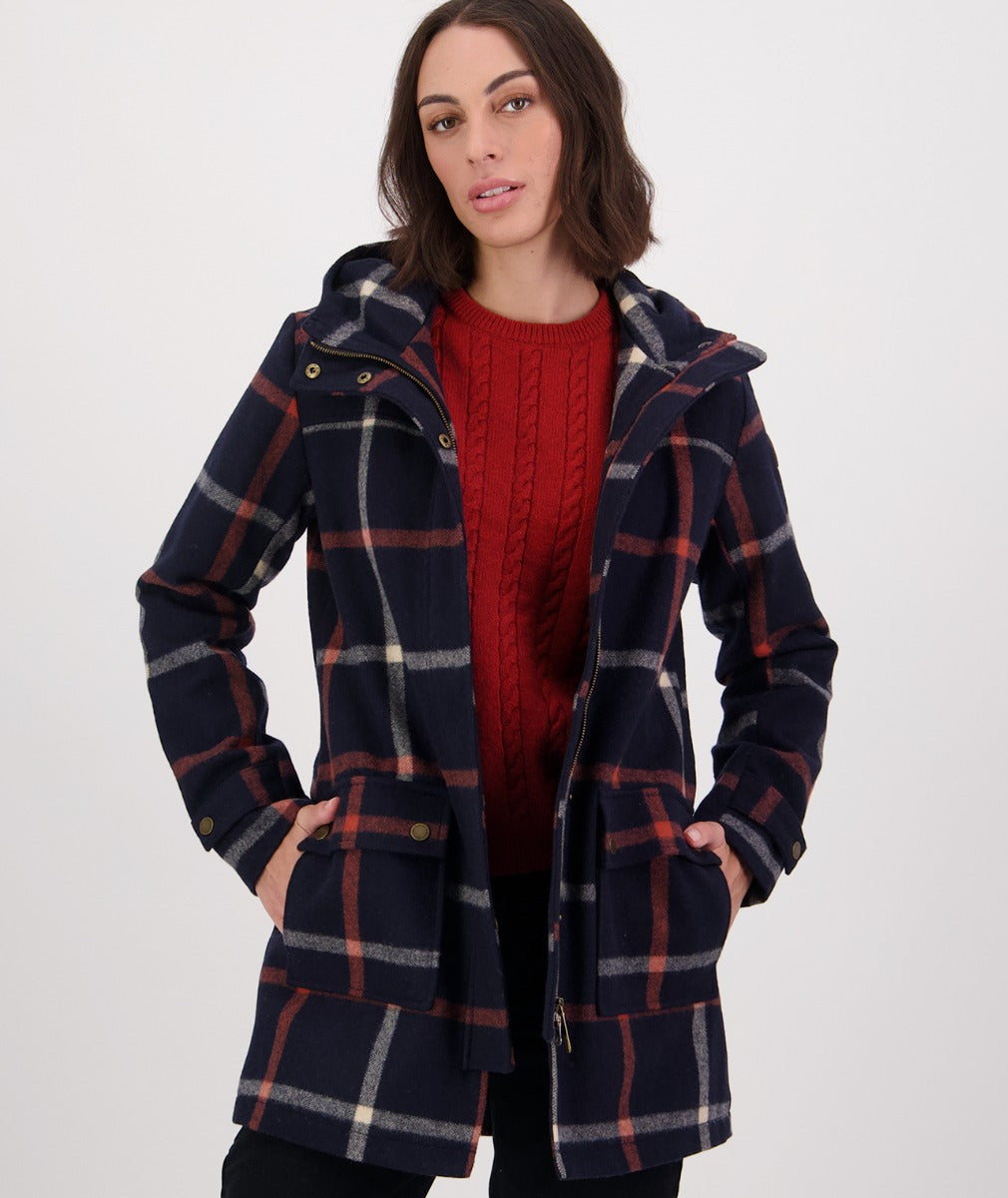 Swanndri Women's Annmore Wool Overcoat - CLEARANCE_Queens St Check