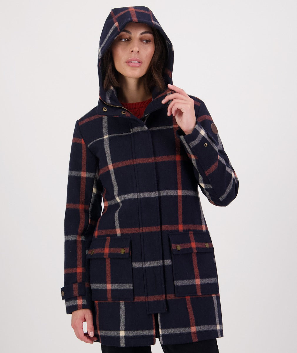 Swanndri Women's Annmore Wool Overcoat - CLEARANCE_Queens St Check