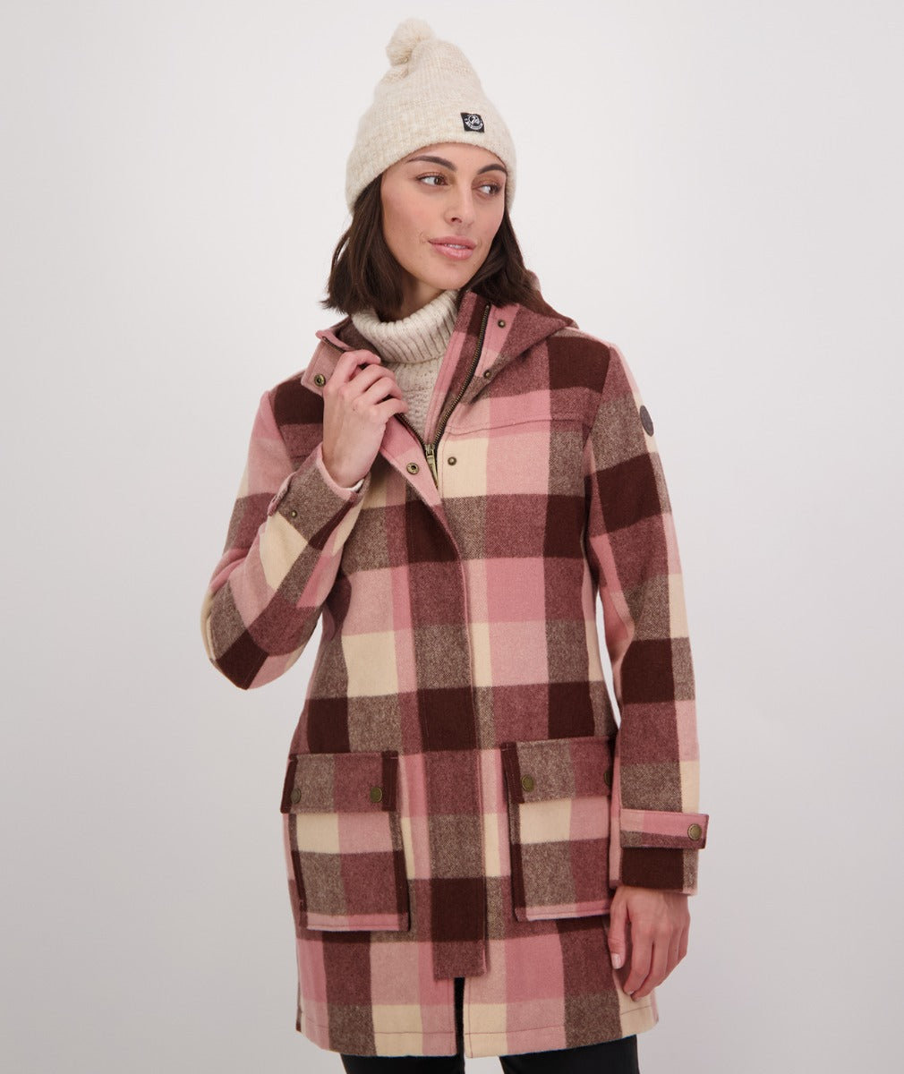 Swanndri Women's Annmore Wool Overcoat - CLEARANCE_Lamington Check