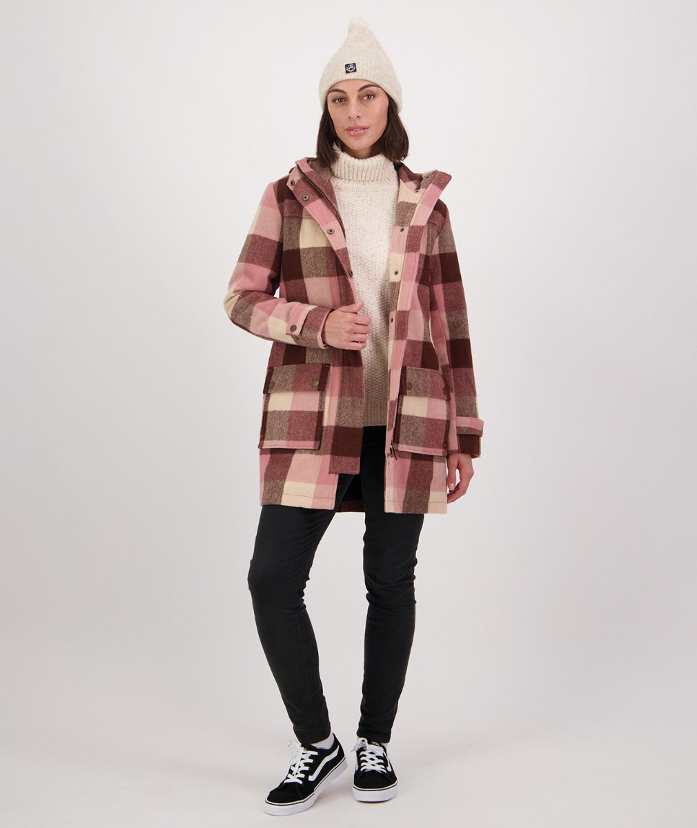 Swanndri Women's Annmore Wool Overcoat - CLEARANCE_Lamington Check