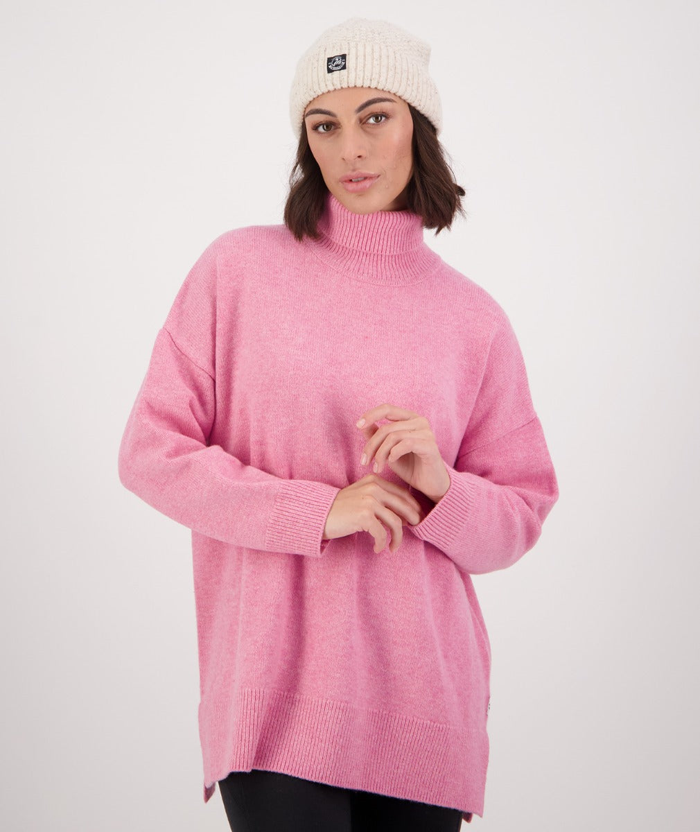 Swanndri Women's Brunner Merino Roll Neck Knit - Dusty Rose