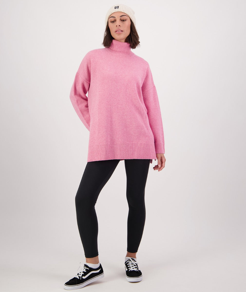 Swanndri Women's Brunner Merino Roll Neck Knit - Dusty Rose