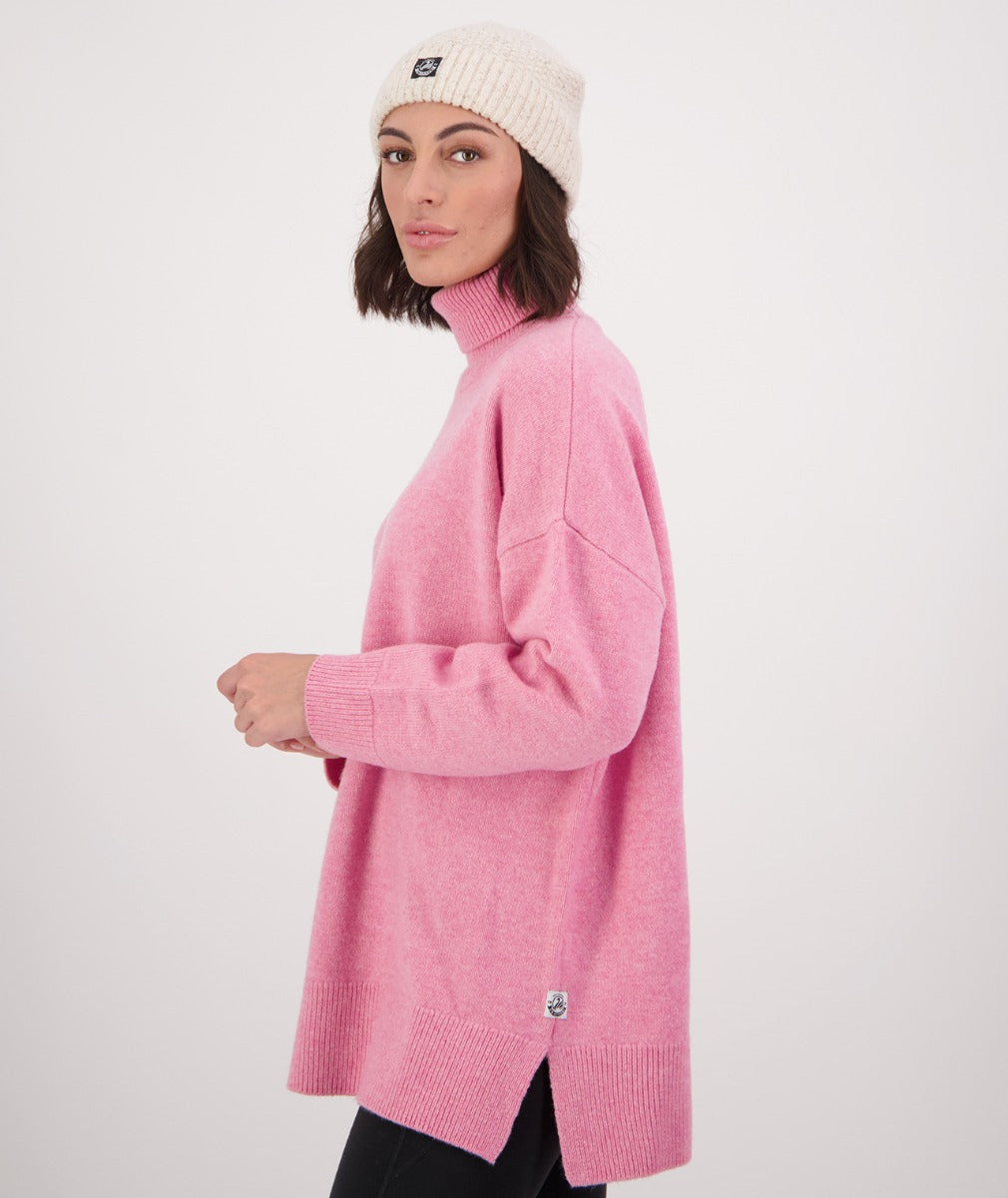 Swanndri Women's Brunner Merino Roll Neck Knit - Dusty Rose