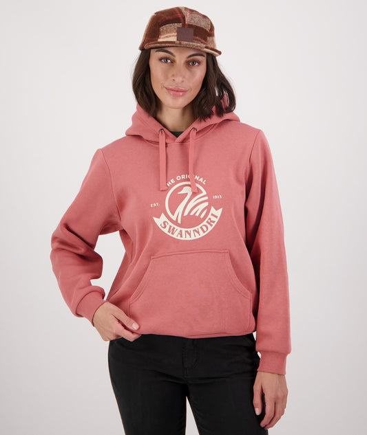 Swanndri Women's Original Printed Hoodie - Dusty Rose / Sandshell