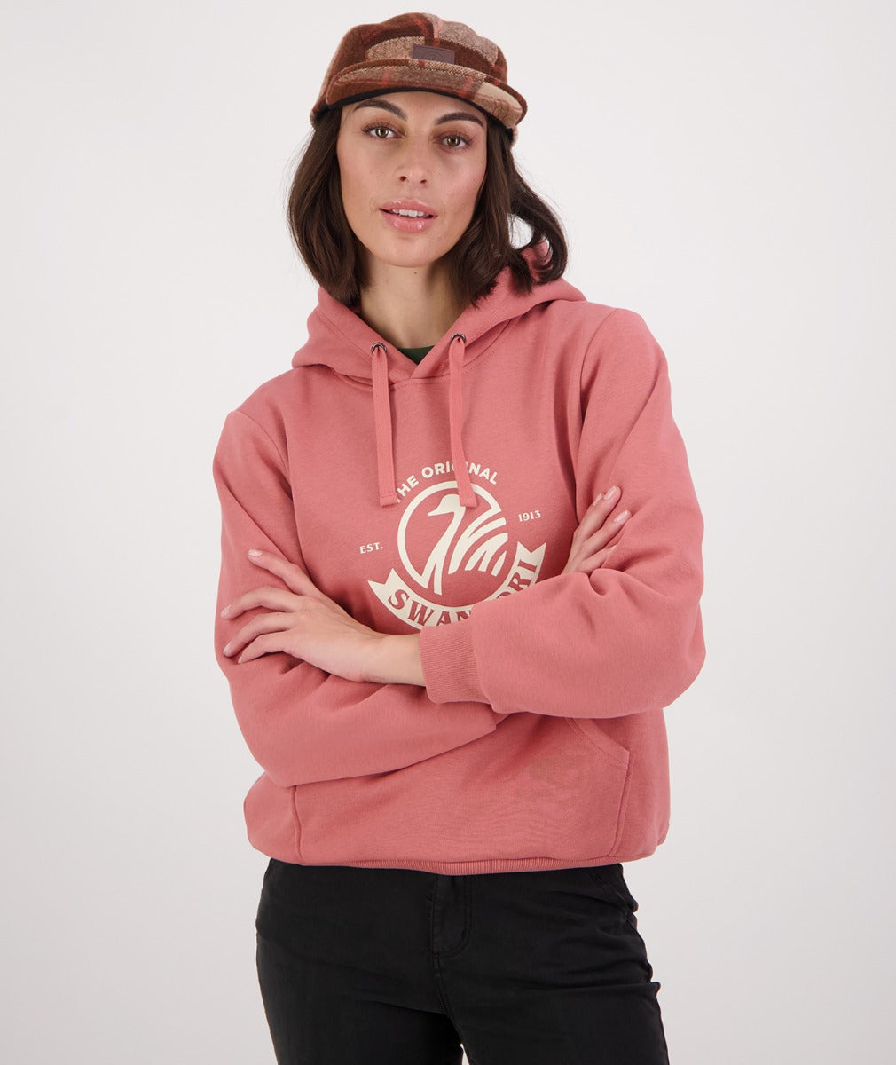 Swanndri Women's Original Printed Hoodie - Dusty Rose / Sandshell