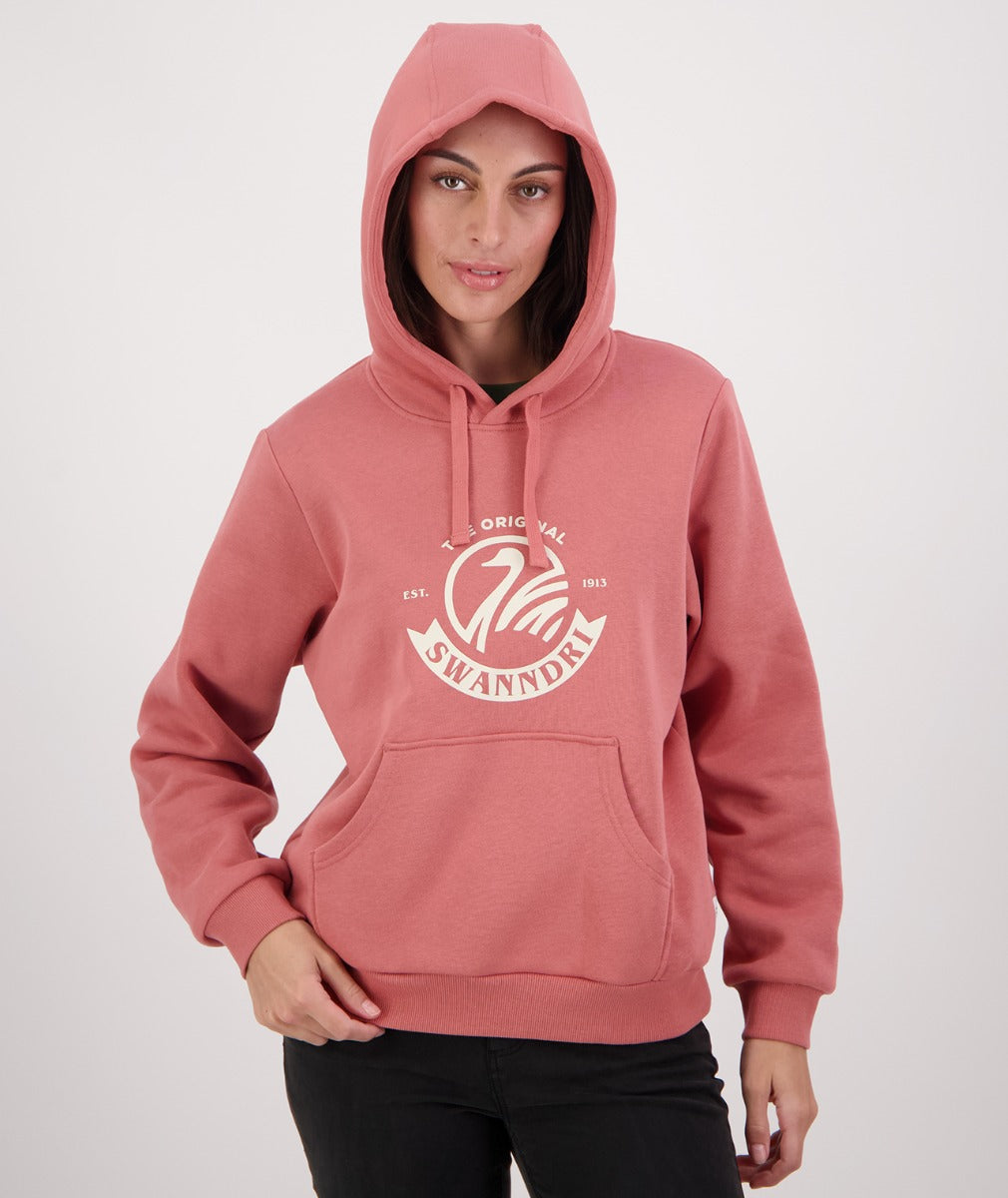 Swanndri Women's Original Printed Hoodie - Dusty Rose / Sandshell