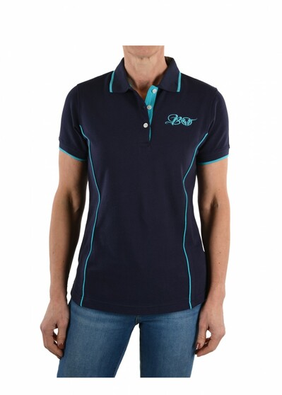 Bullzye Ladies Piped Polo (Navy/Aqua)