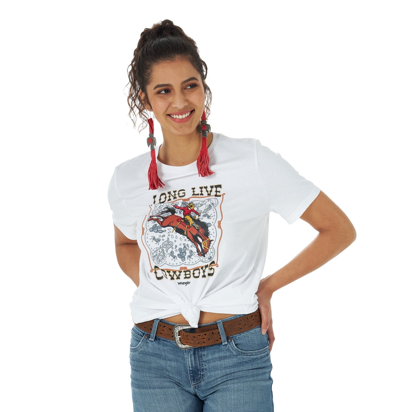 WRANGLER WOMEN'S RETRO RODEO COWBOY WHITE GRAPHIC TEE